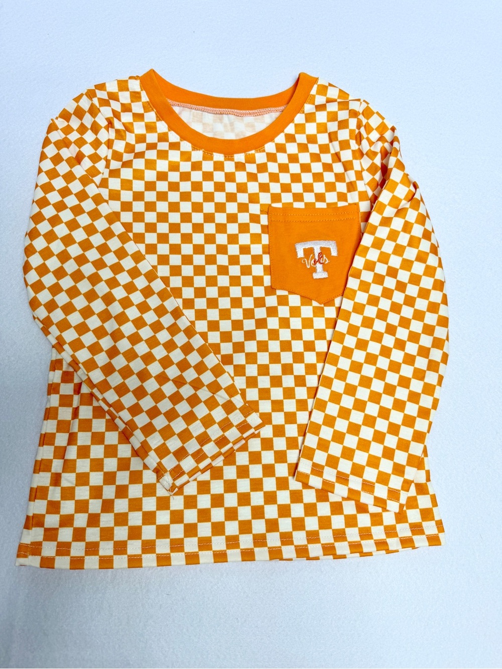 Tennessee Volunteers Orange & White Checkerboard Long Sleeve Tee Size 5 NWT